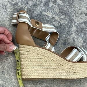 Tommy Hilfiger Tan and White Wedge Espadrilles
